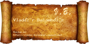Vladár Balambér névjegykártya